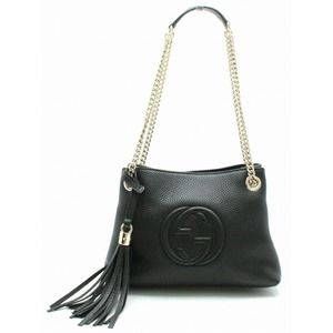 Gucci Soho Leather Shoulder Bag Chain Bag Black
